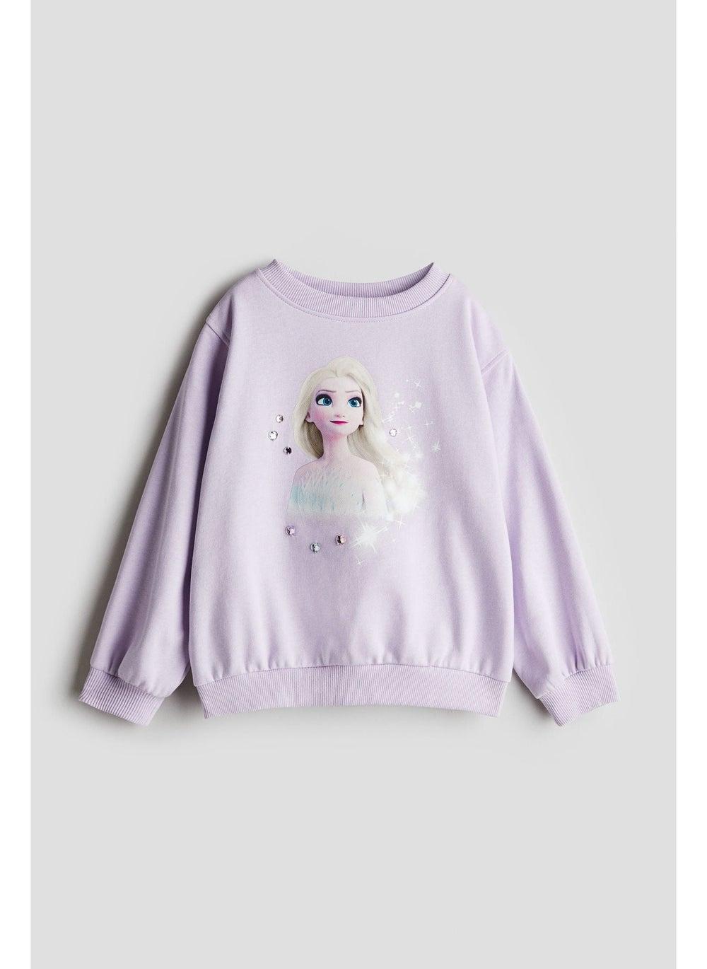 Lilac Motif Sweatshirt for Girls Soft Brushed Comfort - Image 1