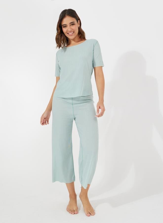 Green Texture Seamless T-Shirt Pyjama Set 7009081513 - Image 1