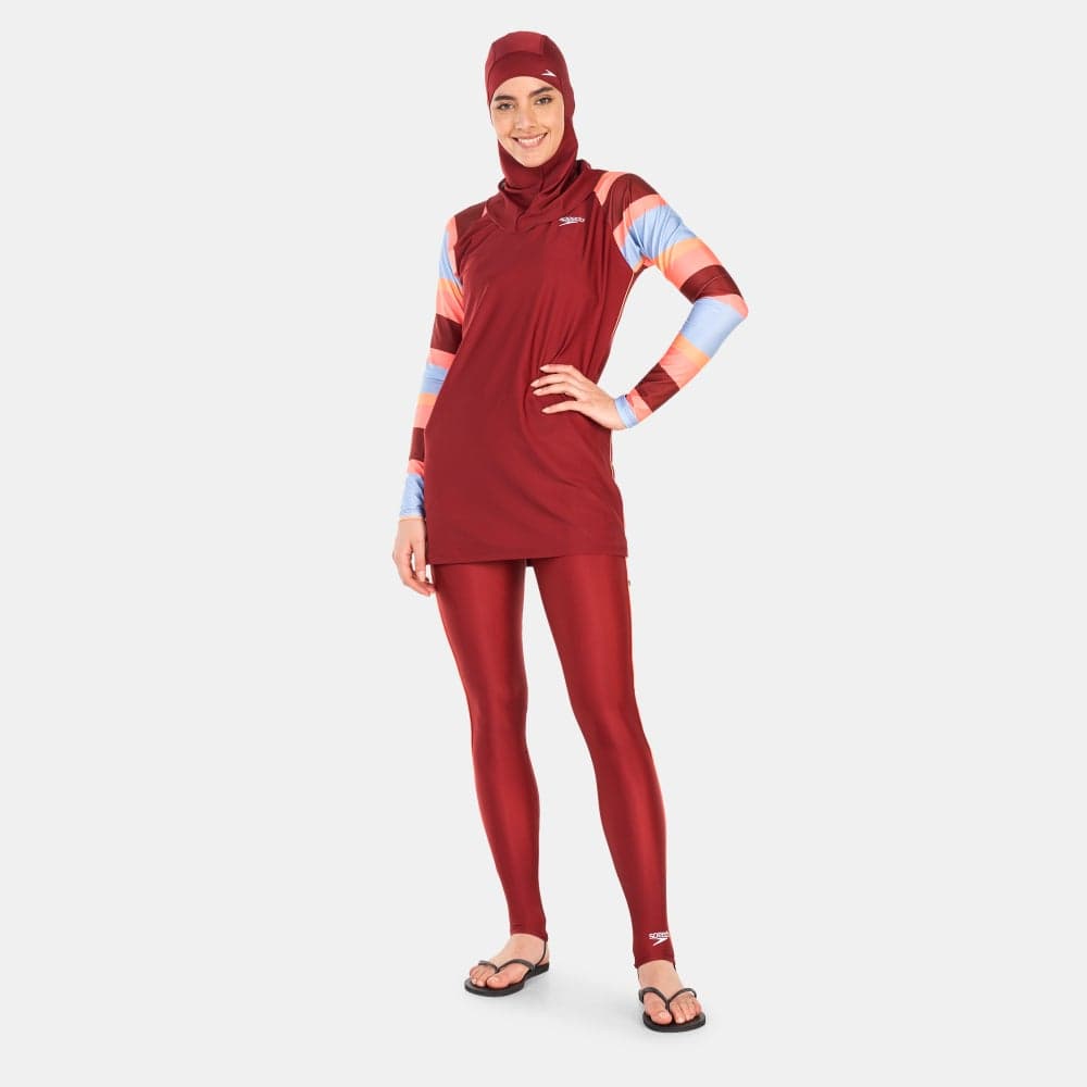 Women's 3-Piece Modest Swim Set UPF 40+ Red - Image 1