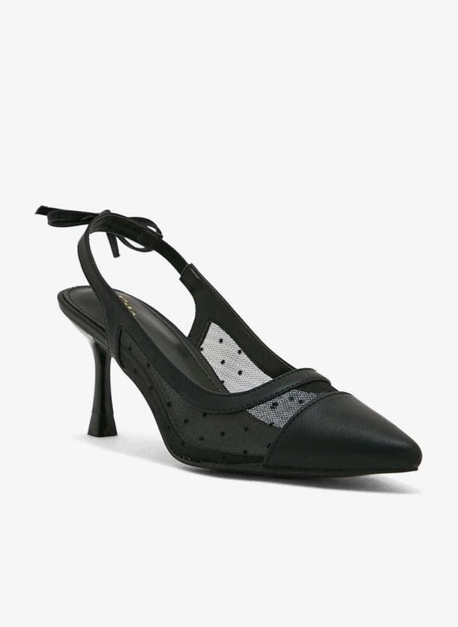 Polka Dot Bow Strap Pointed Pump L2209 4 - Image 1