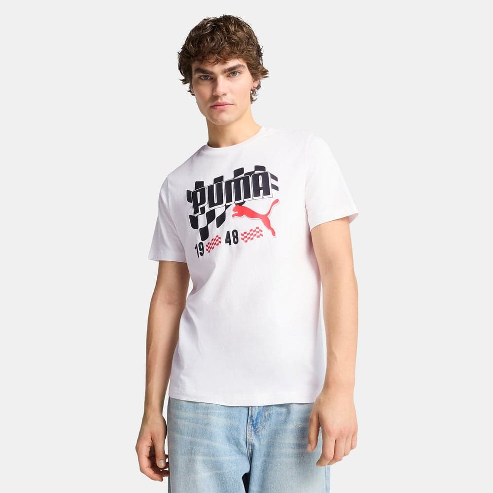 PUMA Men's Graphic Flag T-Shirt White - Image 1