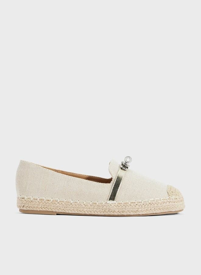 Natural Canvas Espadrille 2505 2 with Gold Buckle - Image 1