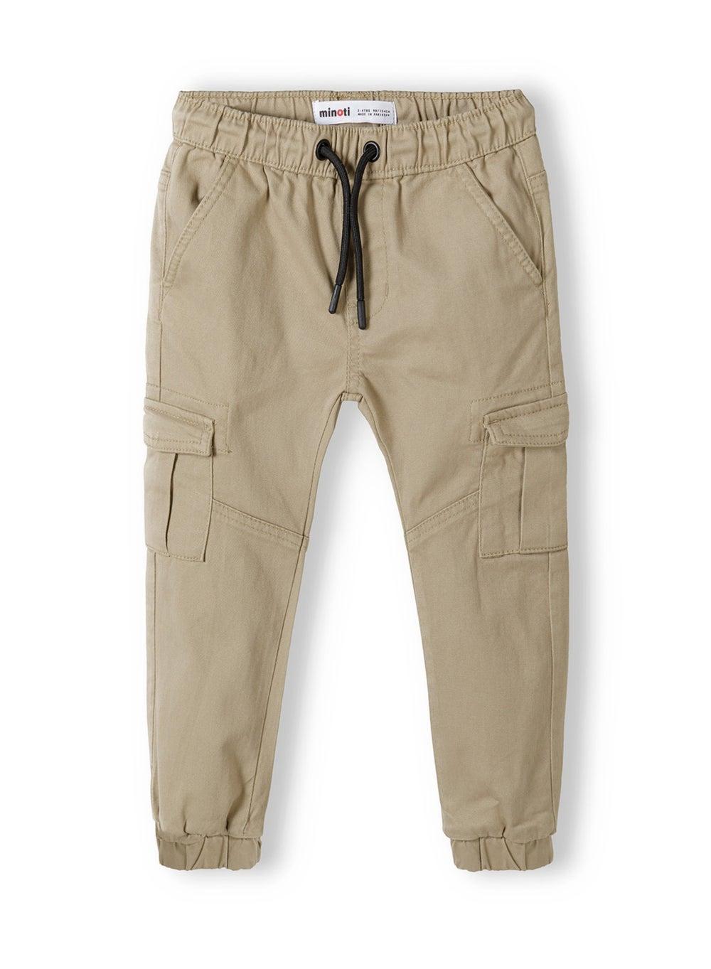 Boys Beige Cargo Combat Pants Utility Pocket Fit - Image 1