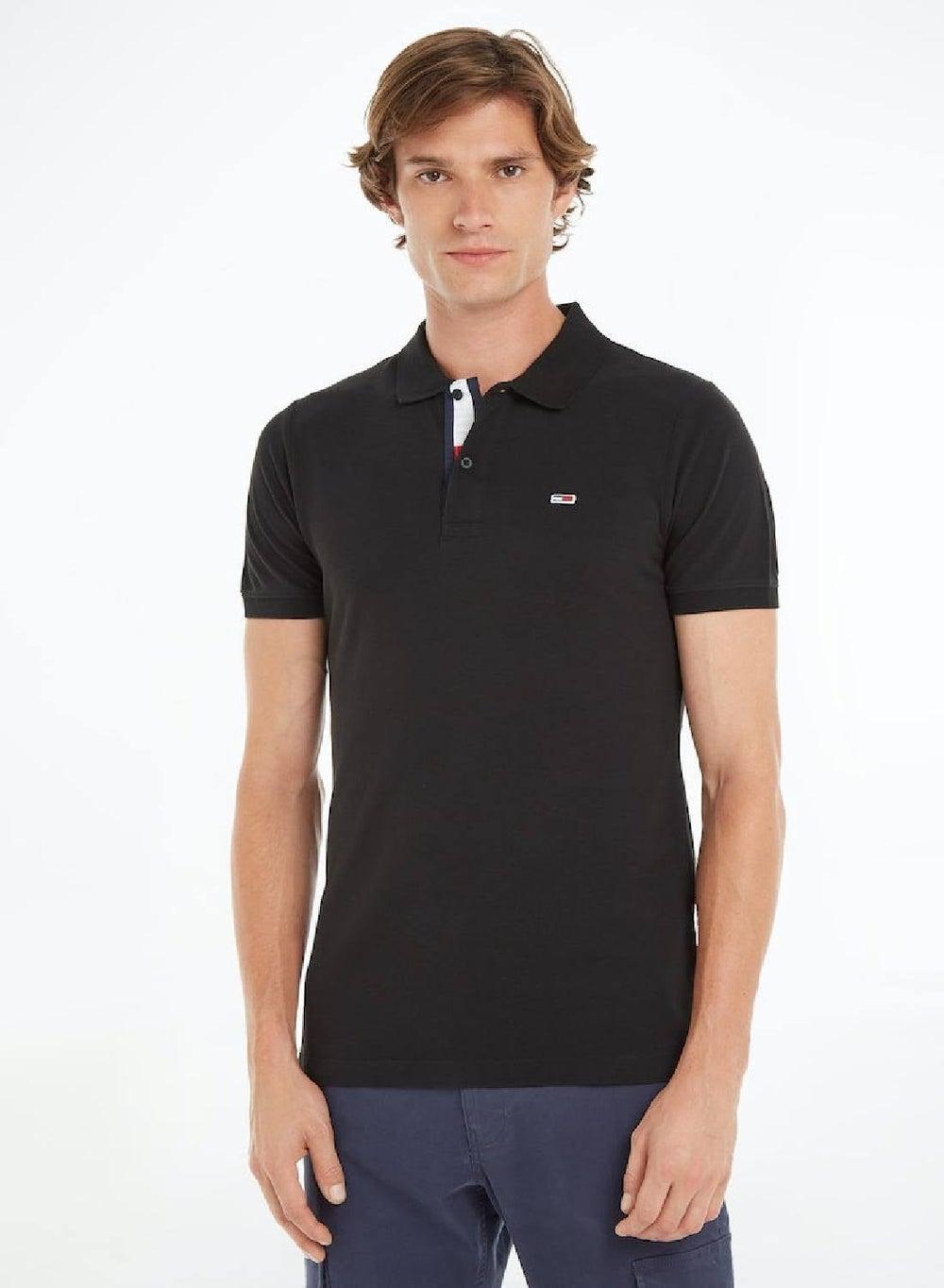 Organic Cotton Slim Fit Polo Shirt – Black - Image 1