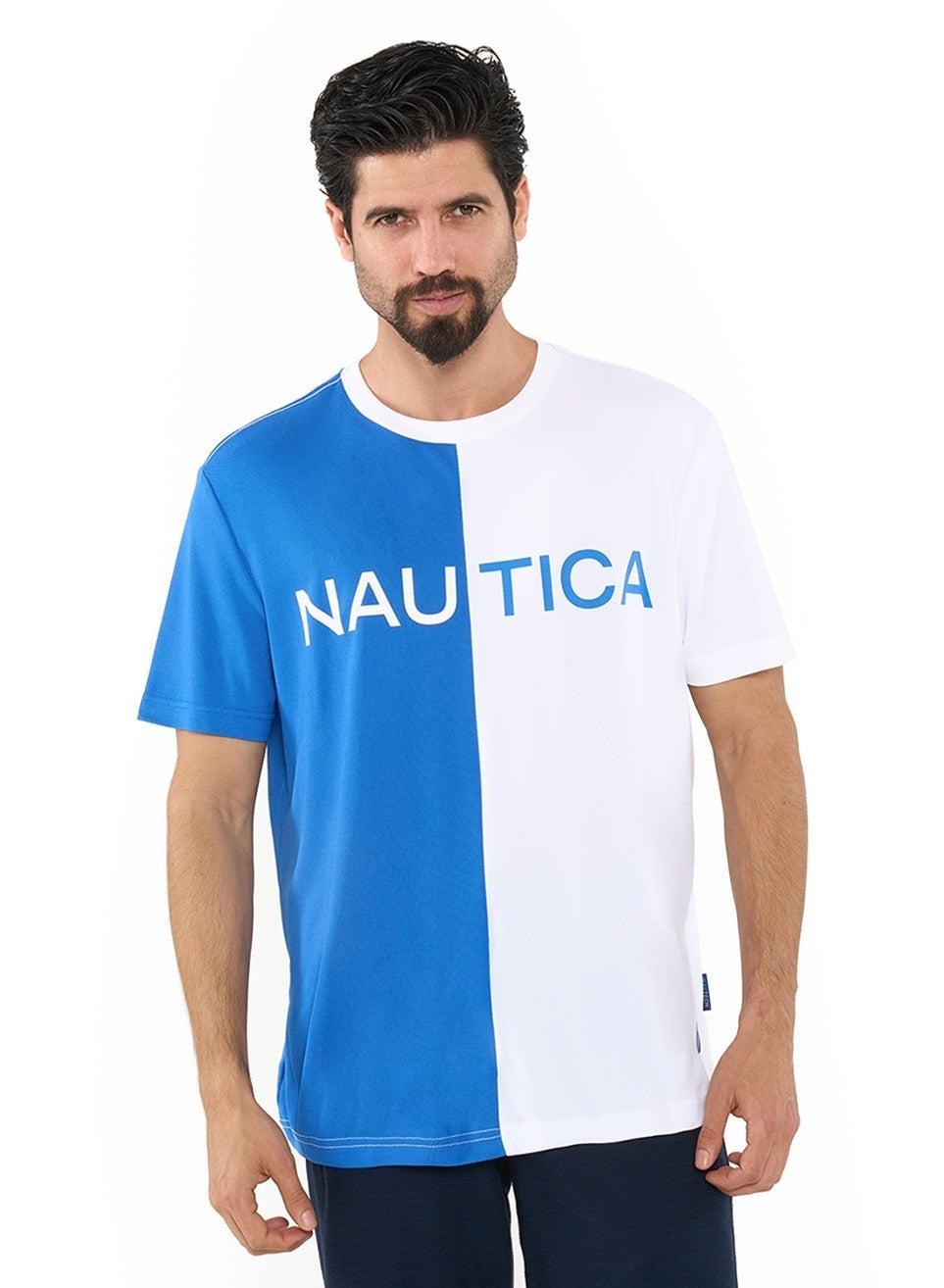 Kr4516 White Color Block Dry-Fit Crew Neck T-Shirt - Image 1