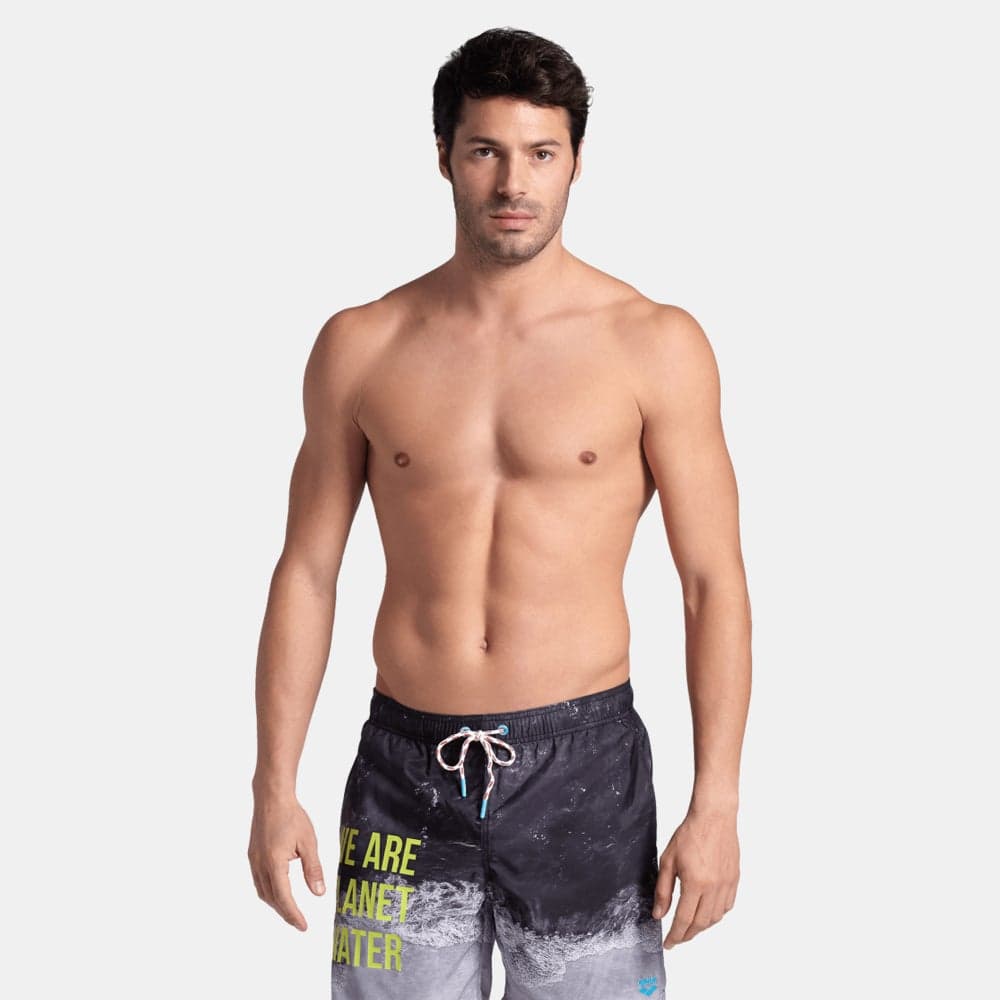 Arena Logo Printed Men's Swim Shorts Black - Image 1
