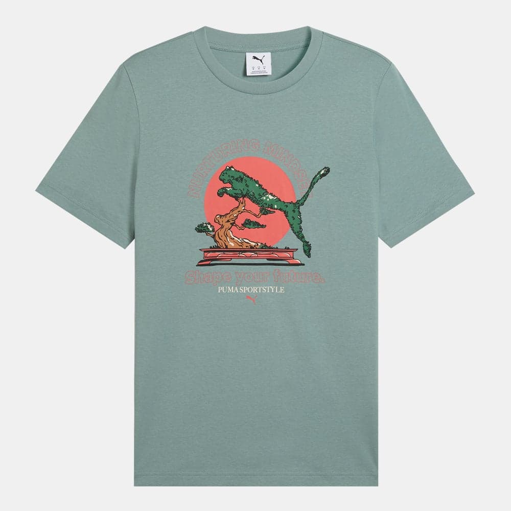 PUMA Men's Bonsai Graphic Green T-Shirt - Image 1