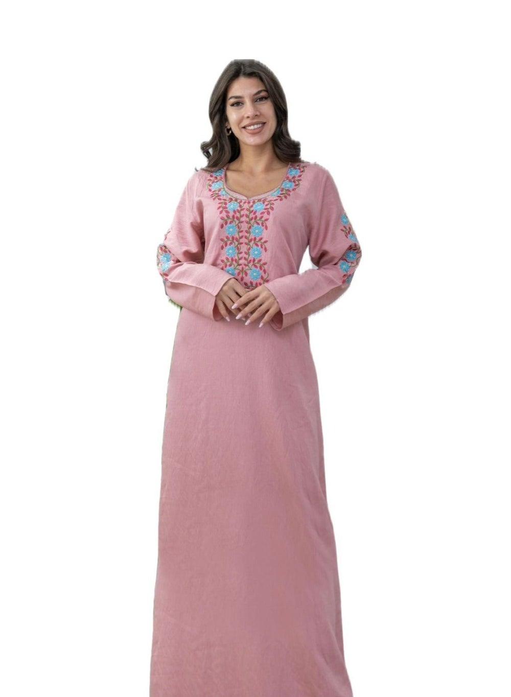 Mukhawar Embroidered A-Line Jalabiya Maxi Dress - Image 1