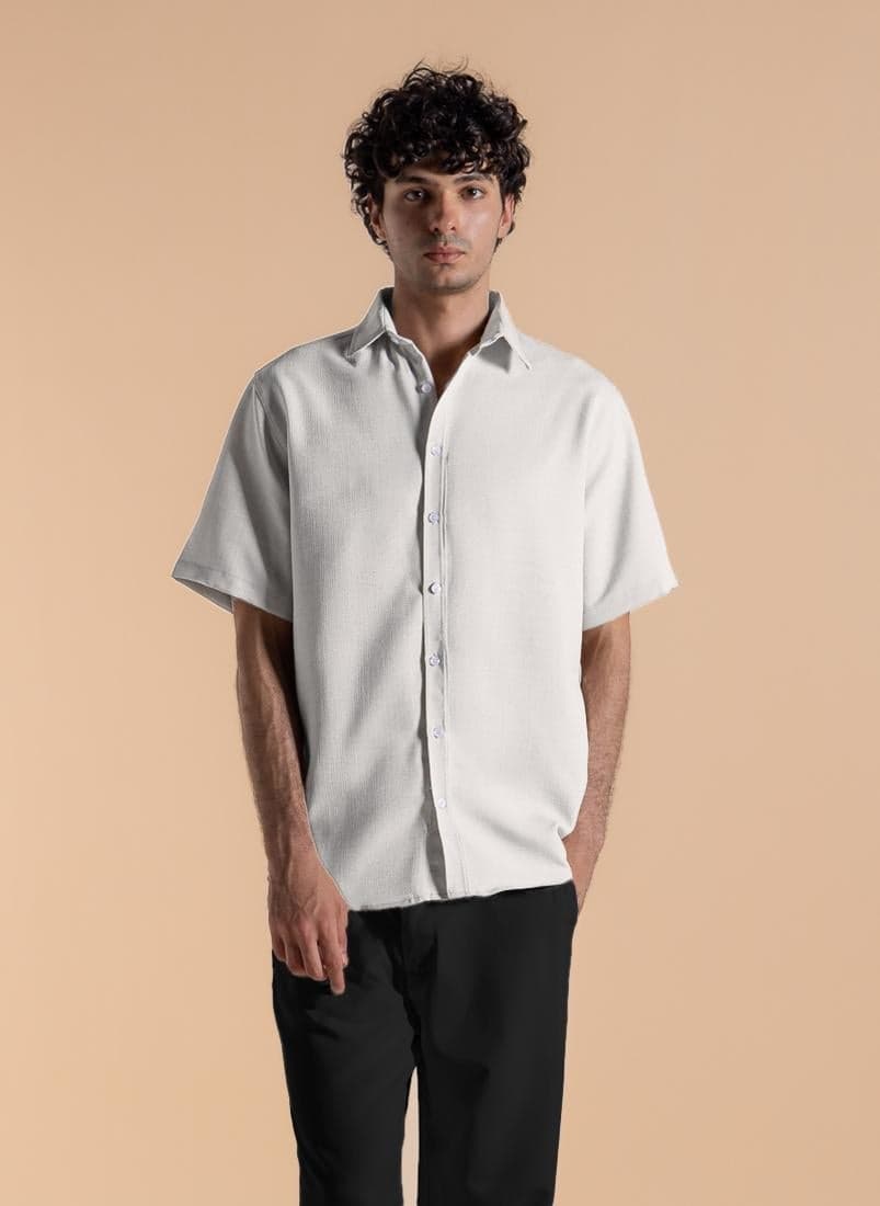 Comfort Shirt White Casual Short Sleeve Classic Fit - Image 1
