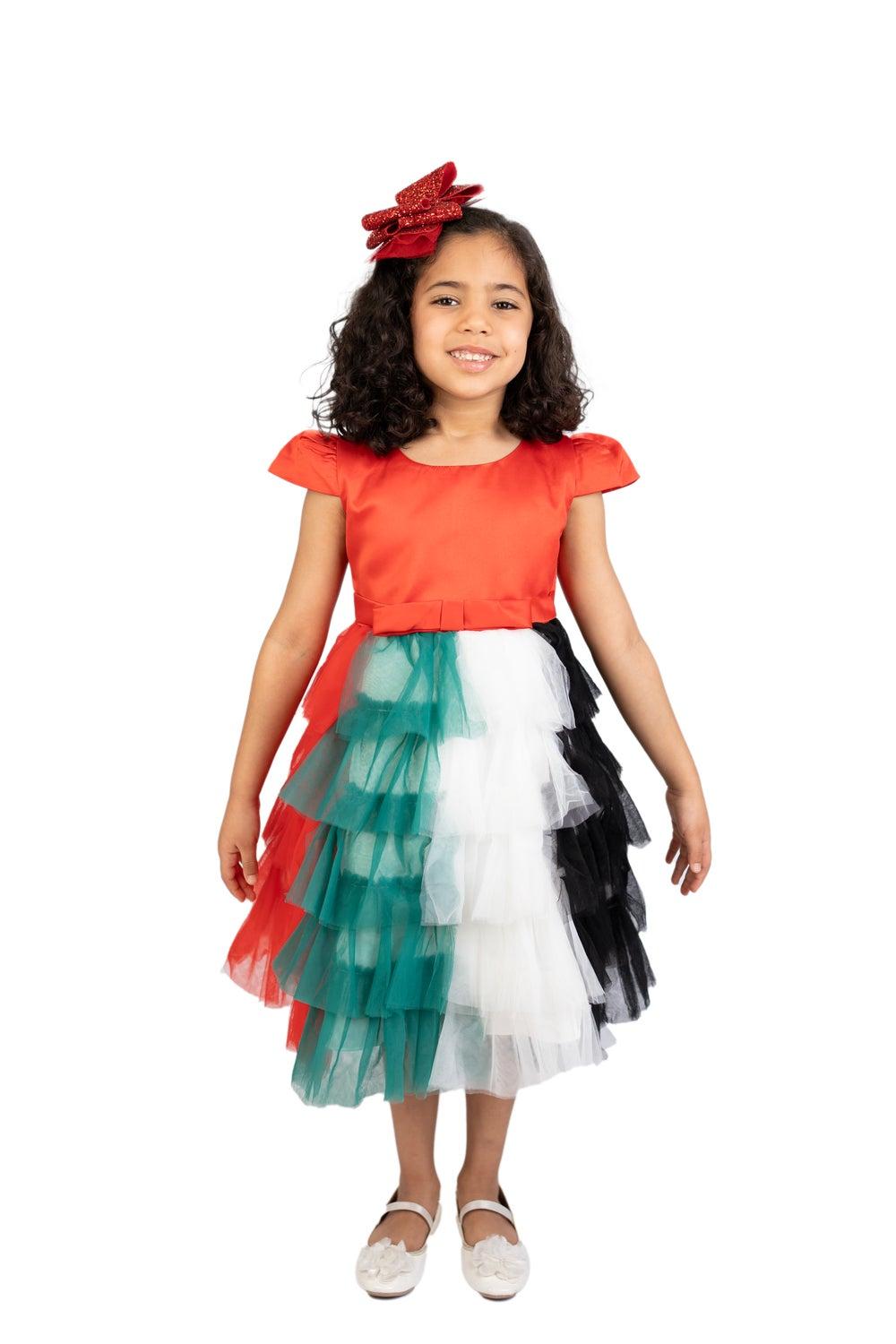 Noura UAE Flag Midi Dress for Girls - Image 1