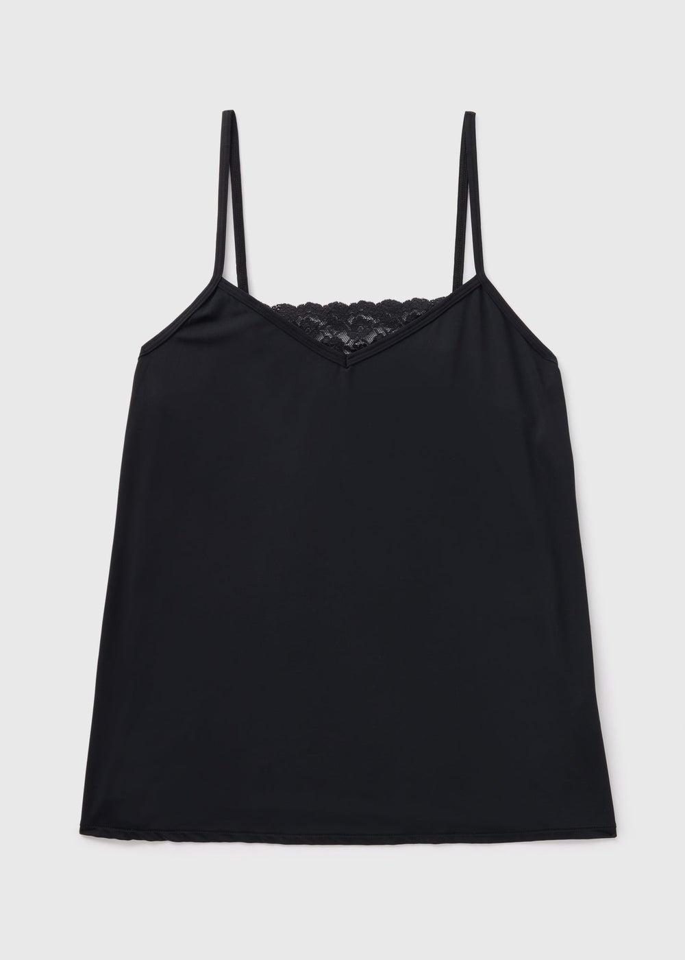 Black Menopause Cooling Cami Top with Lace Detail - Image 1