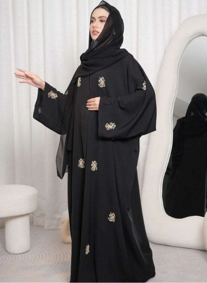 Sultanah Black Abaya with French Beadwork - Image 1
