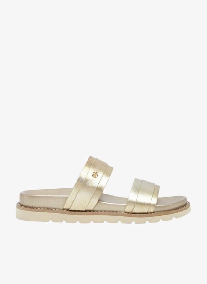 Gold Strappy Slip-On Flat Sandals Onexzfc490352 2 - Image 1