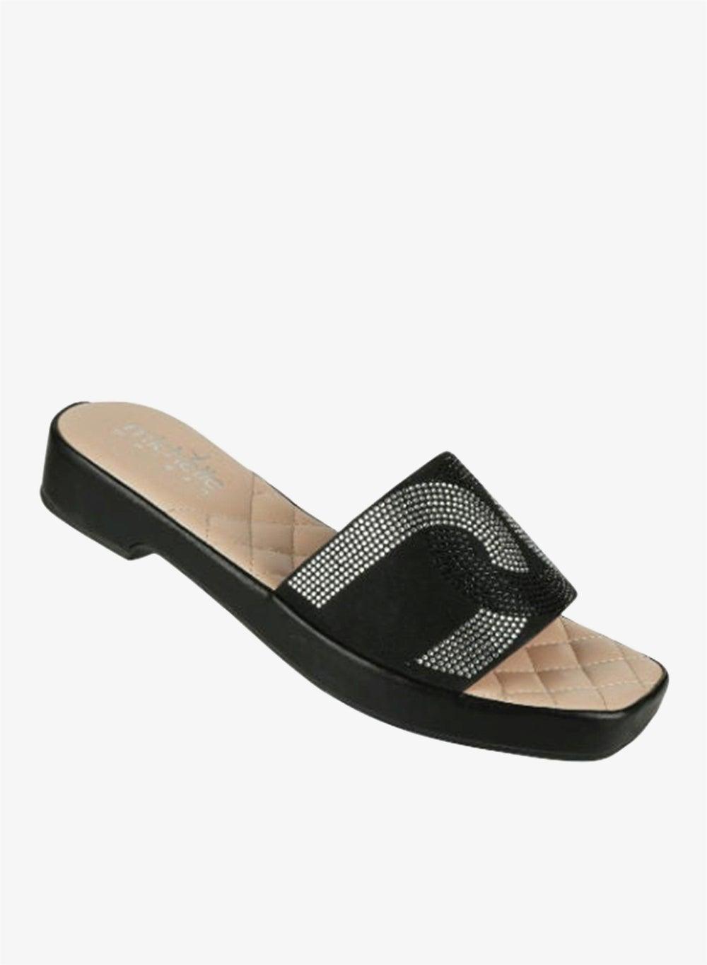 Michelle Morgan 114RJ938 Black Flat Mule Slides - Image 1