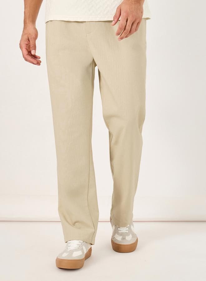 Styli Mid Rise Straight Leg Beige Trousers 7011425636 - Image 1