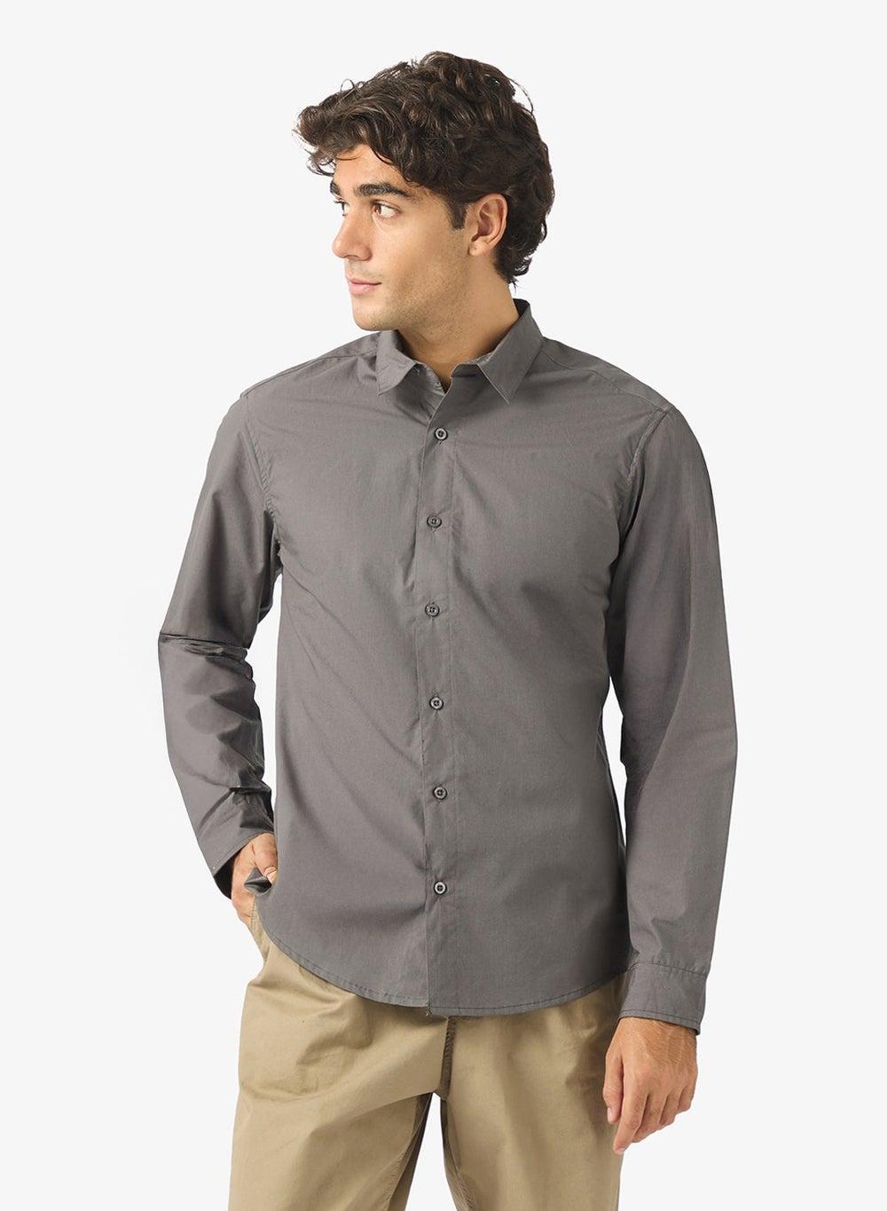 Grey Regular Fit Classic Shirt Zopst4Oo122 - Image 1