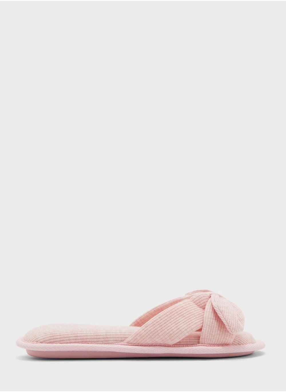 Pink Bow Slippers Mf0129 Soft Comfort Slides - Image 1