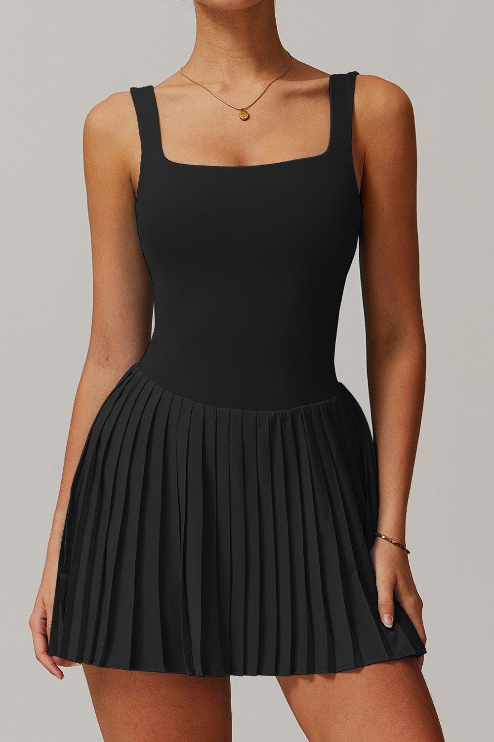 Daria Black Padel Tennis Dress with Built-In Bra SVL - Image 1