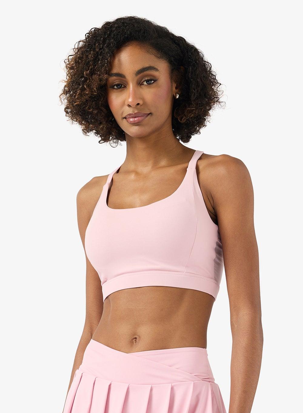 Pink Mesh Detail Medium Support Sports Bra Xc74 - Image 1