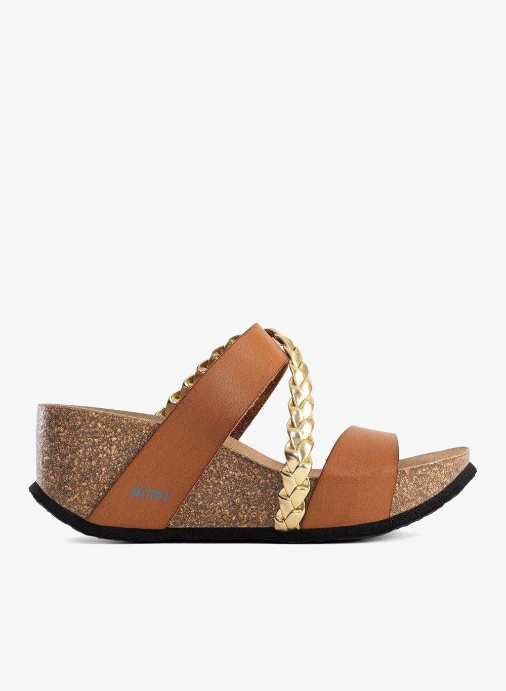 Faro Strappy Mid Heel Cork Wedges - Image 1
