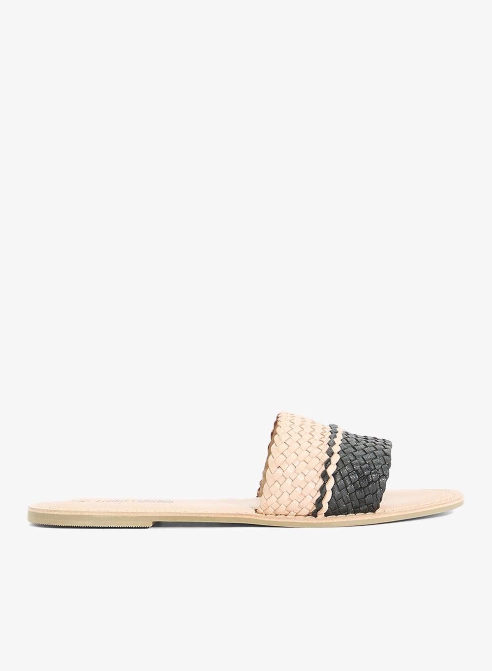 Black Striped Summer Flat Slide Sandals F00269Al1 - Image 1