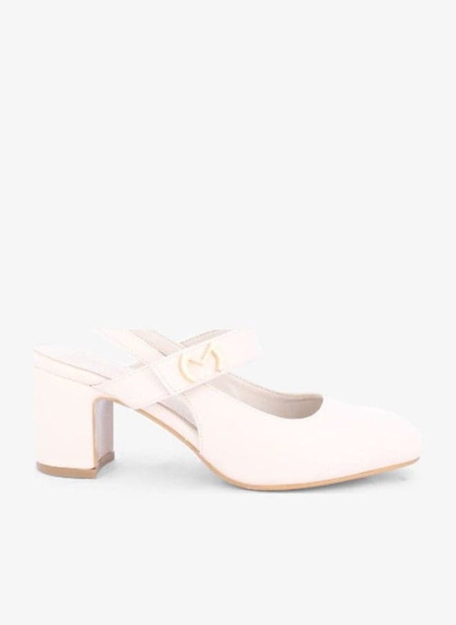 Marcedita White Slingback Block Heel Pumps - Image 1