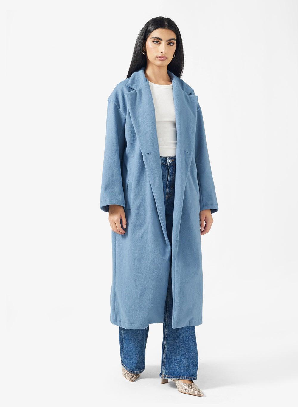 Mid-Length Blue Chuck-On Coat SC6100 - Image 1