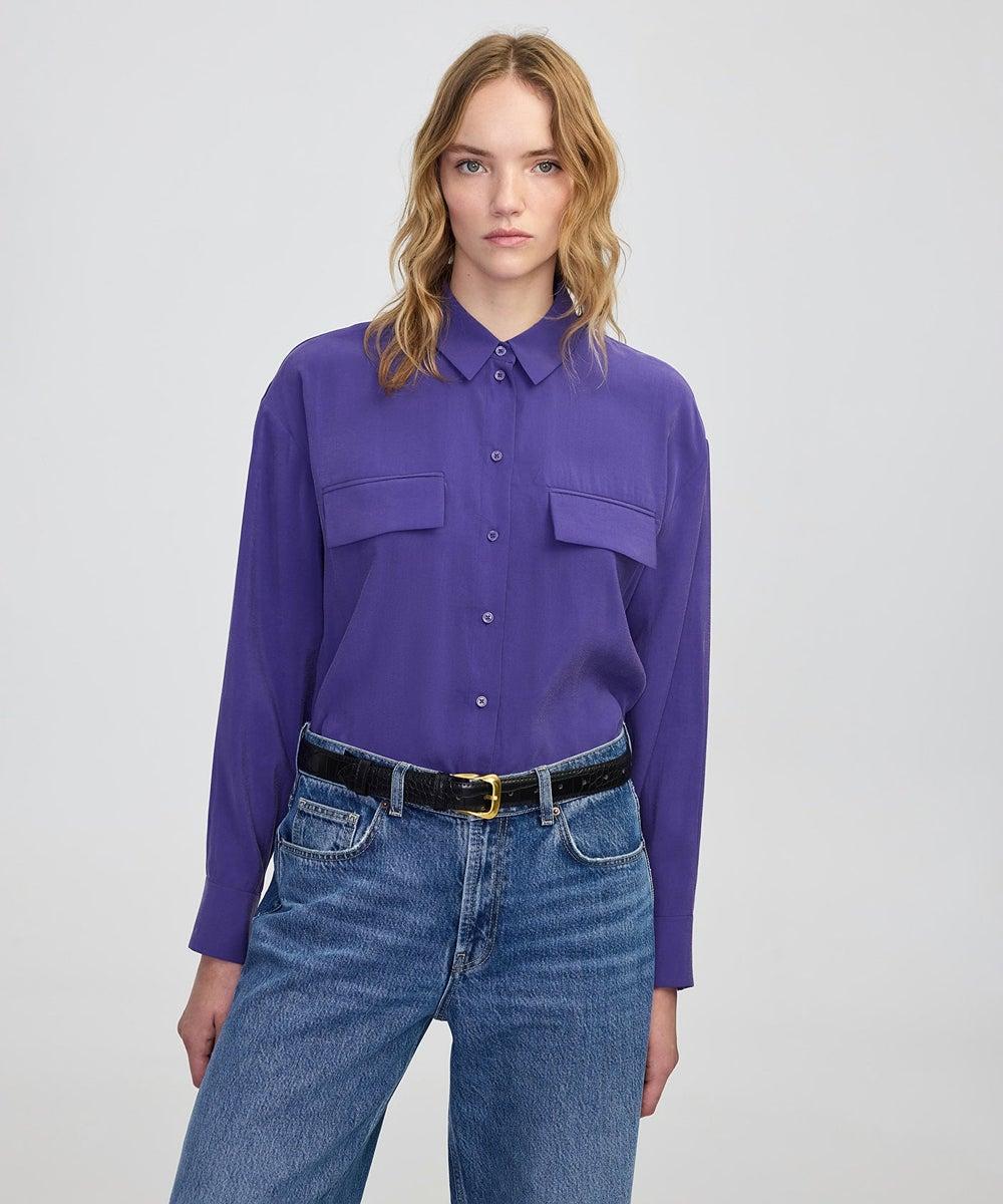 Relaxed Flap Pocket Shirt in Light Purple - Image 1