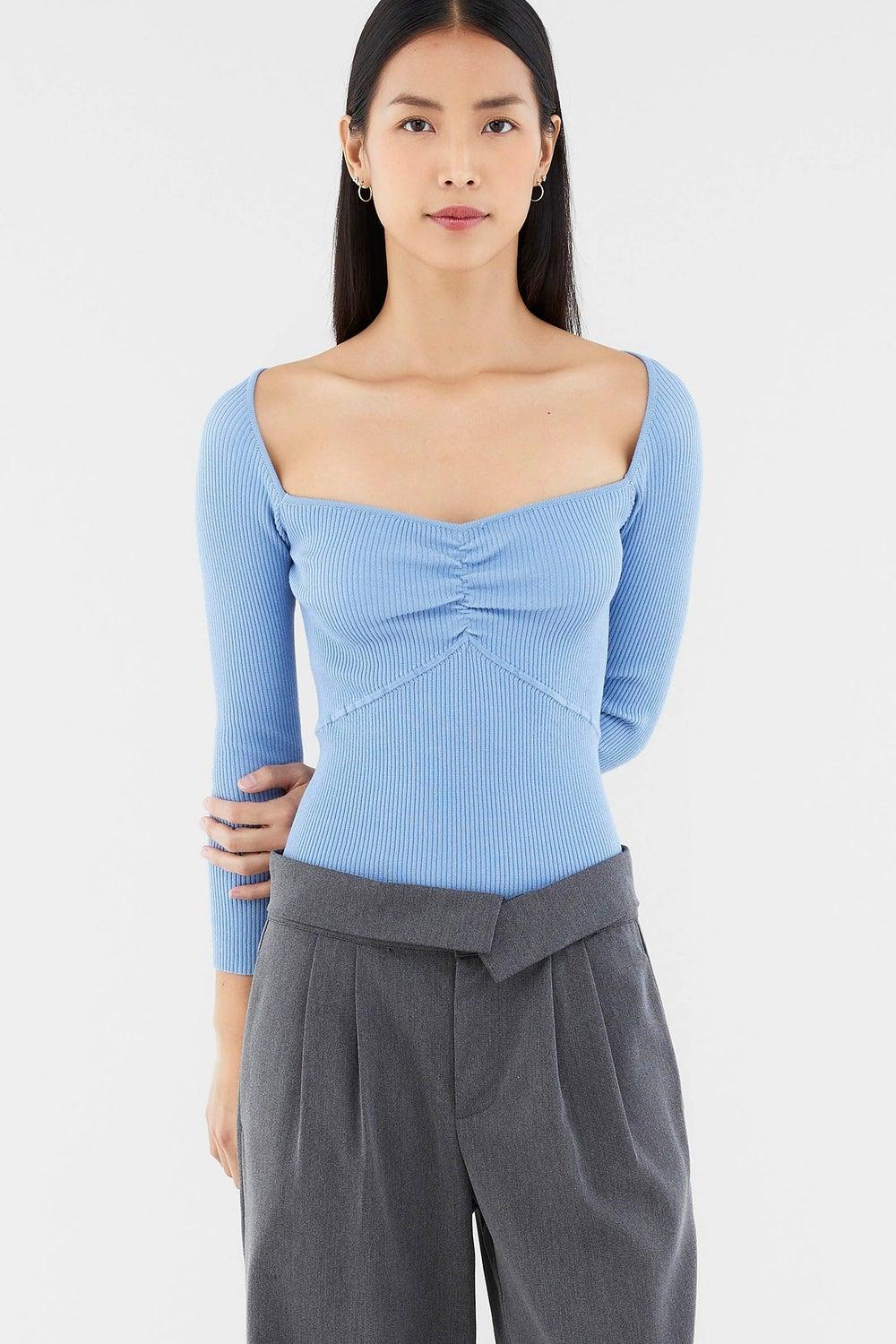 Ariele Ruch Front Sweetheart Knit Top - Image 1