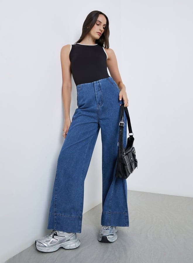 Styli High Rise Wide Leg Denim Jeans - Image 1