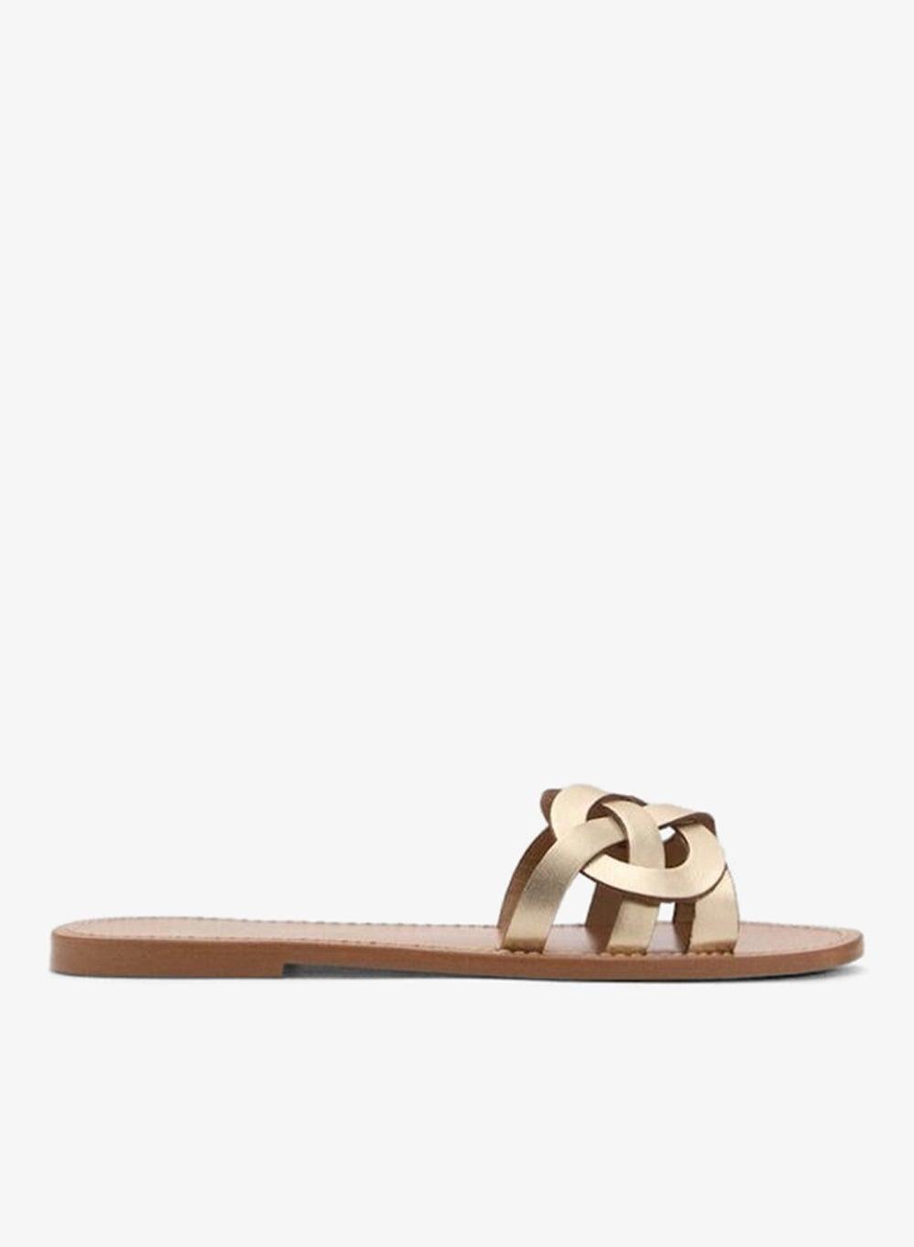 Casual Intertwined Strap Leather Flat Sandals 87037164 Or - Image 1