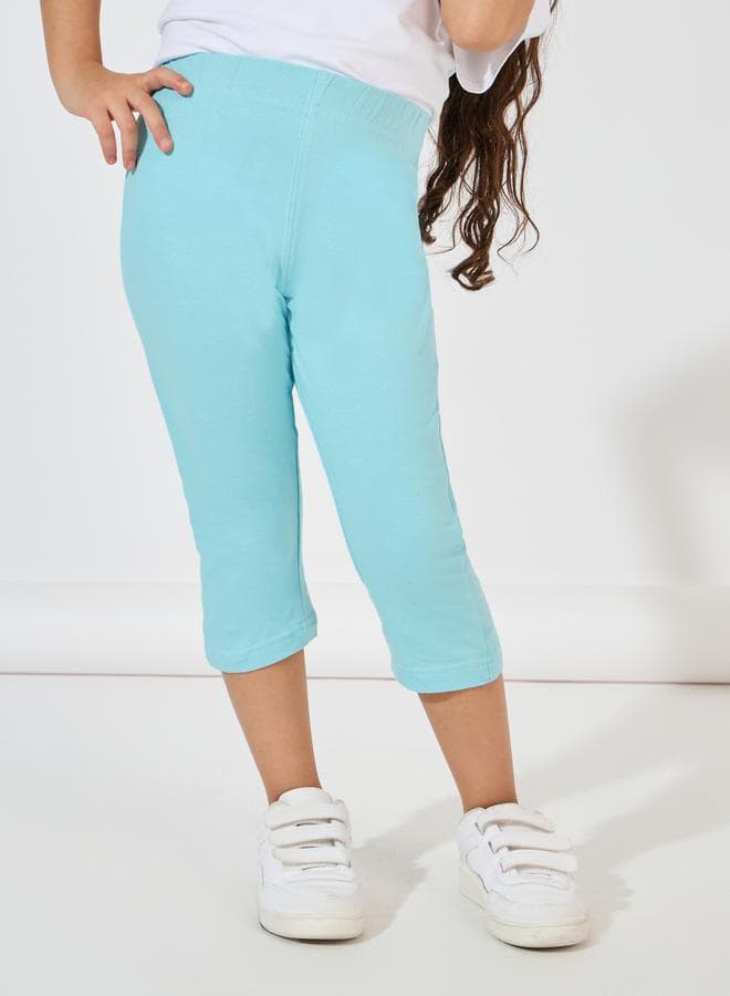 Girls Solid Capri Leggings 2111374113 Elastic Waist - Image 1