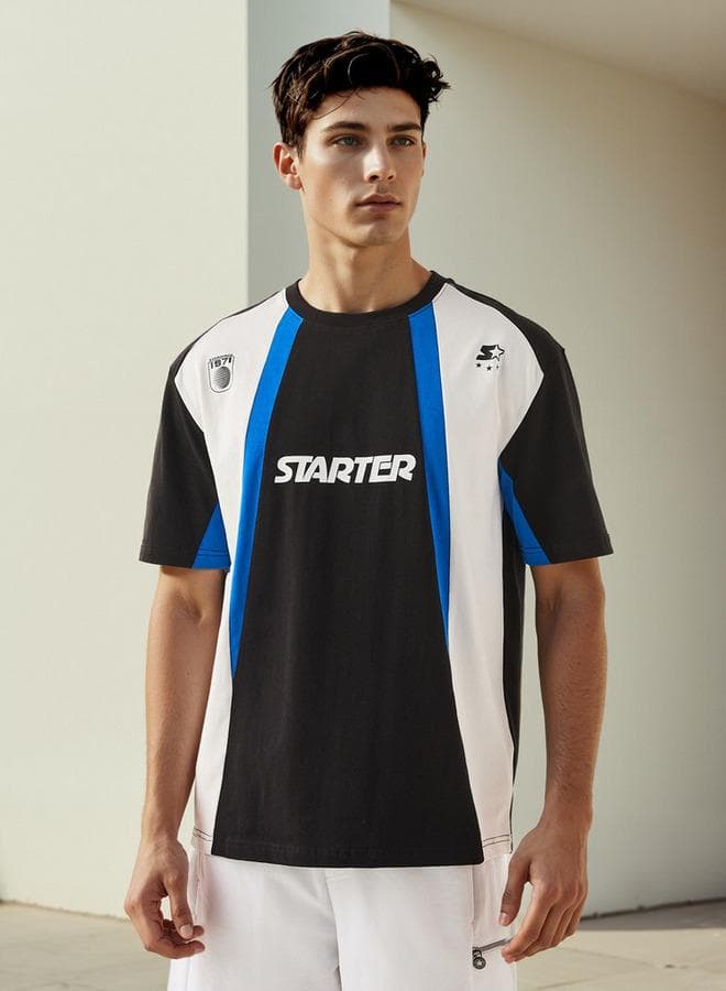 Starter Colourblock Round Neck T-Shirt Black - Image 1