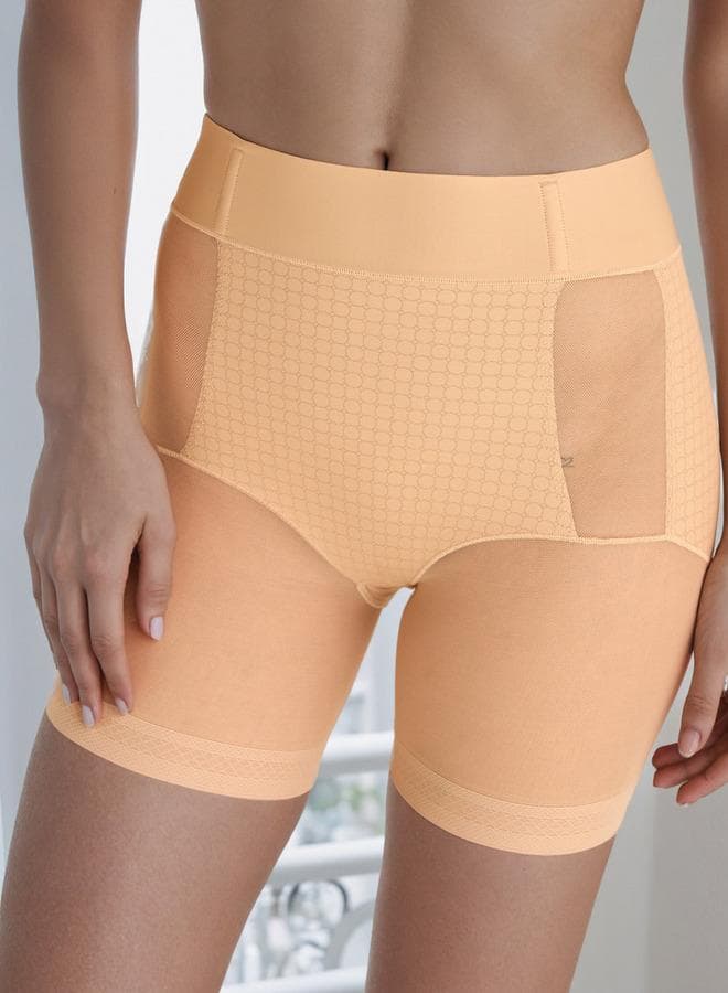 Beige Printed Nylon Shapewear Briefs for Smooth Silhouette - Image 1
