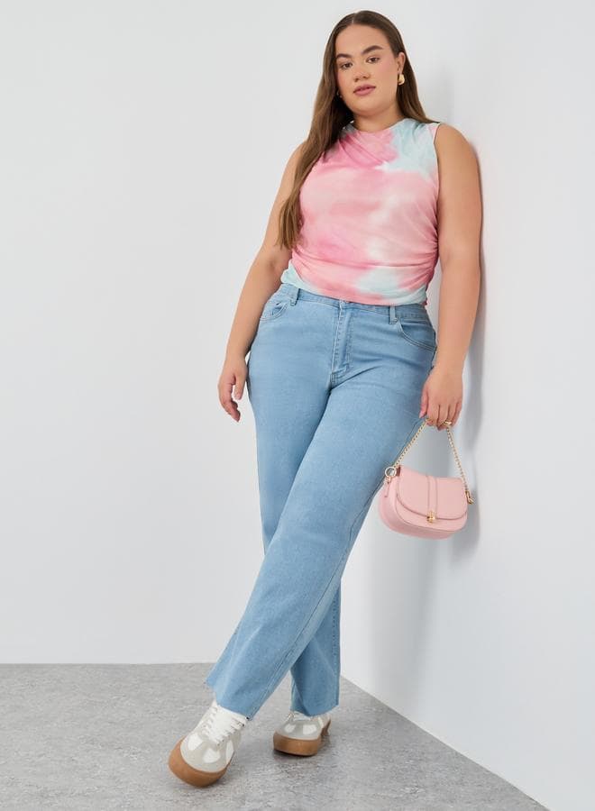 Plus Size High Rise Straight Fit Cropped Jeans - Image 1