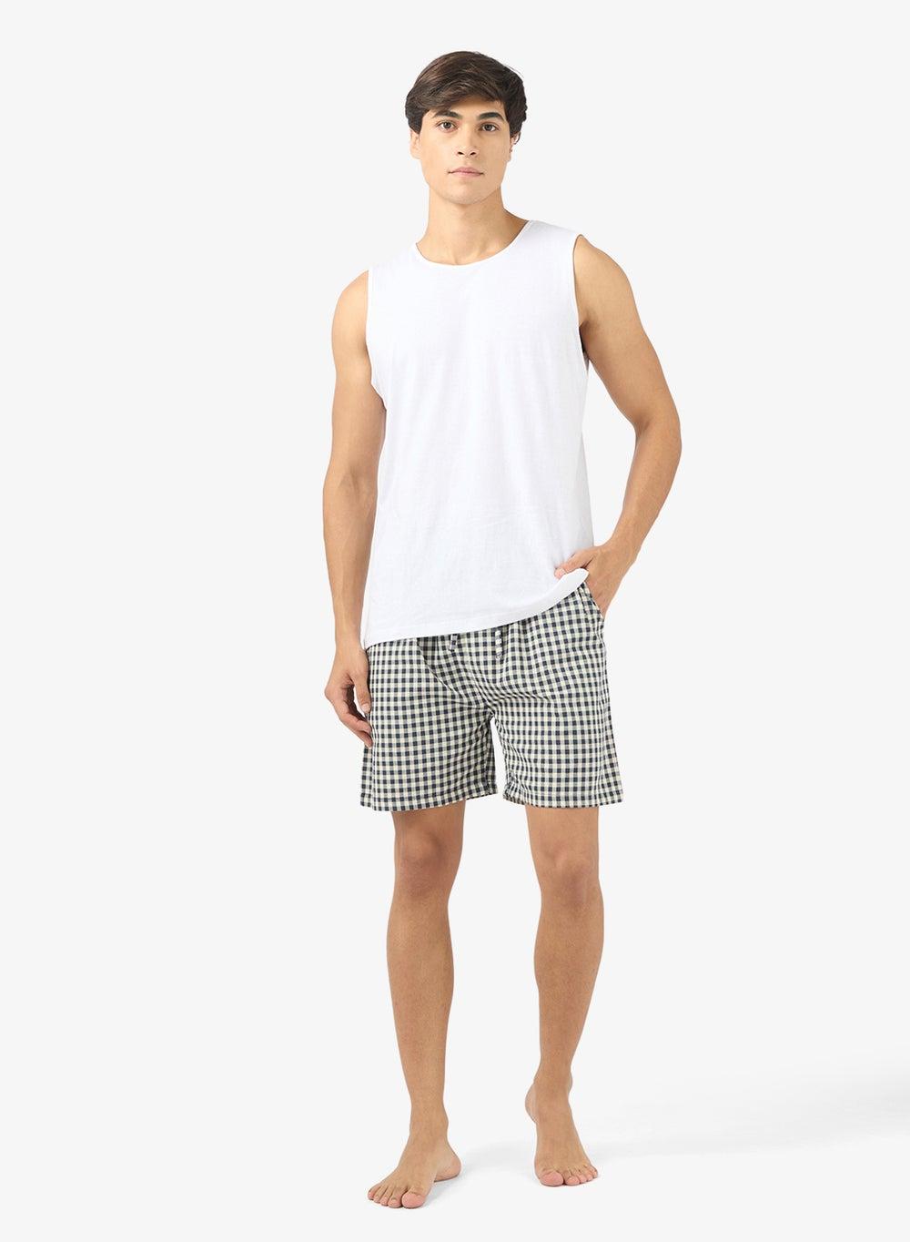 Zopmn475 Checkered Sleeveless Nightwear Shorts Set - Image 1