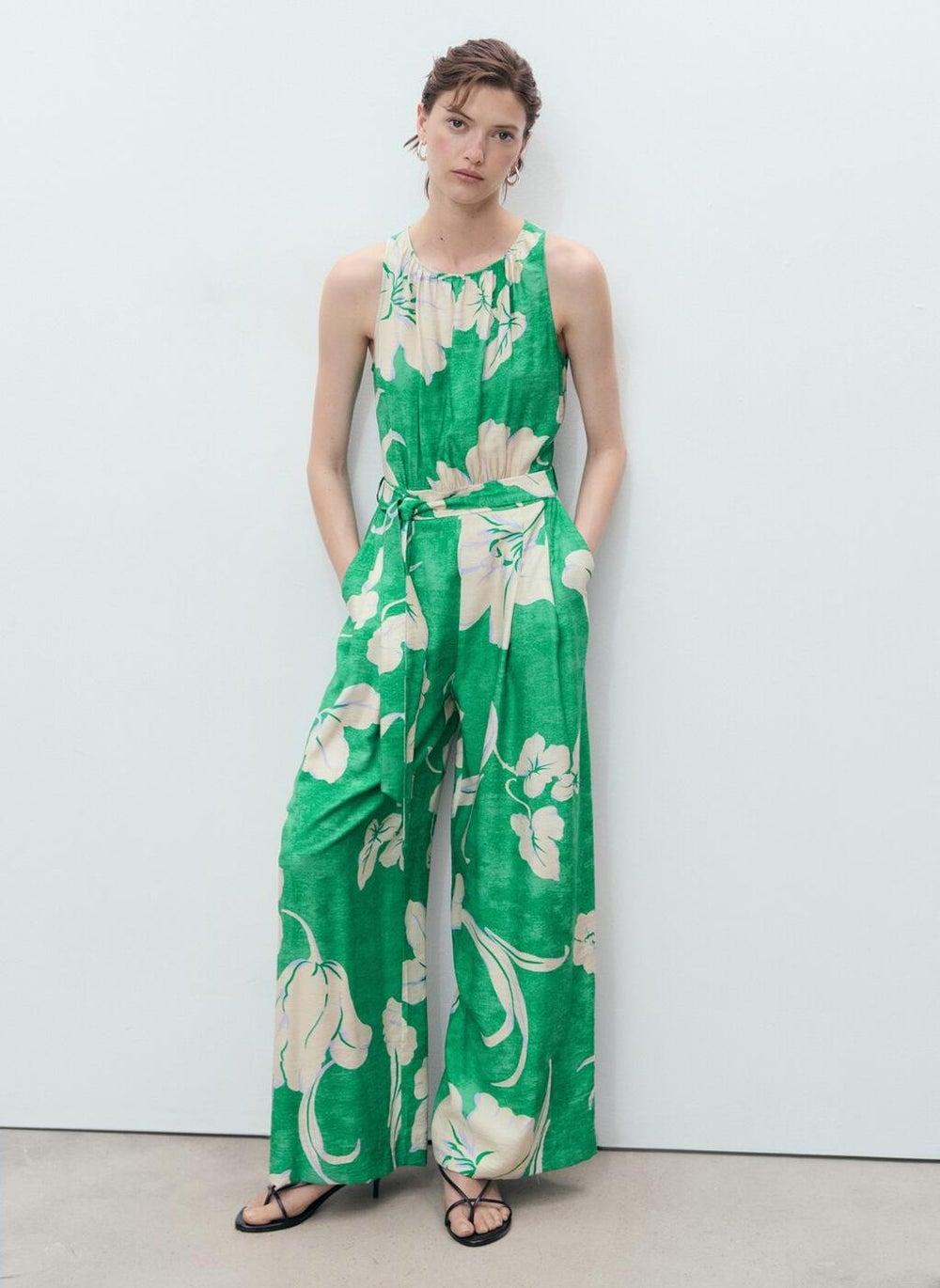 Floral Belted Sleeveless Jumpsuit 17081186 - Image 1