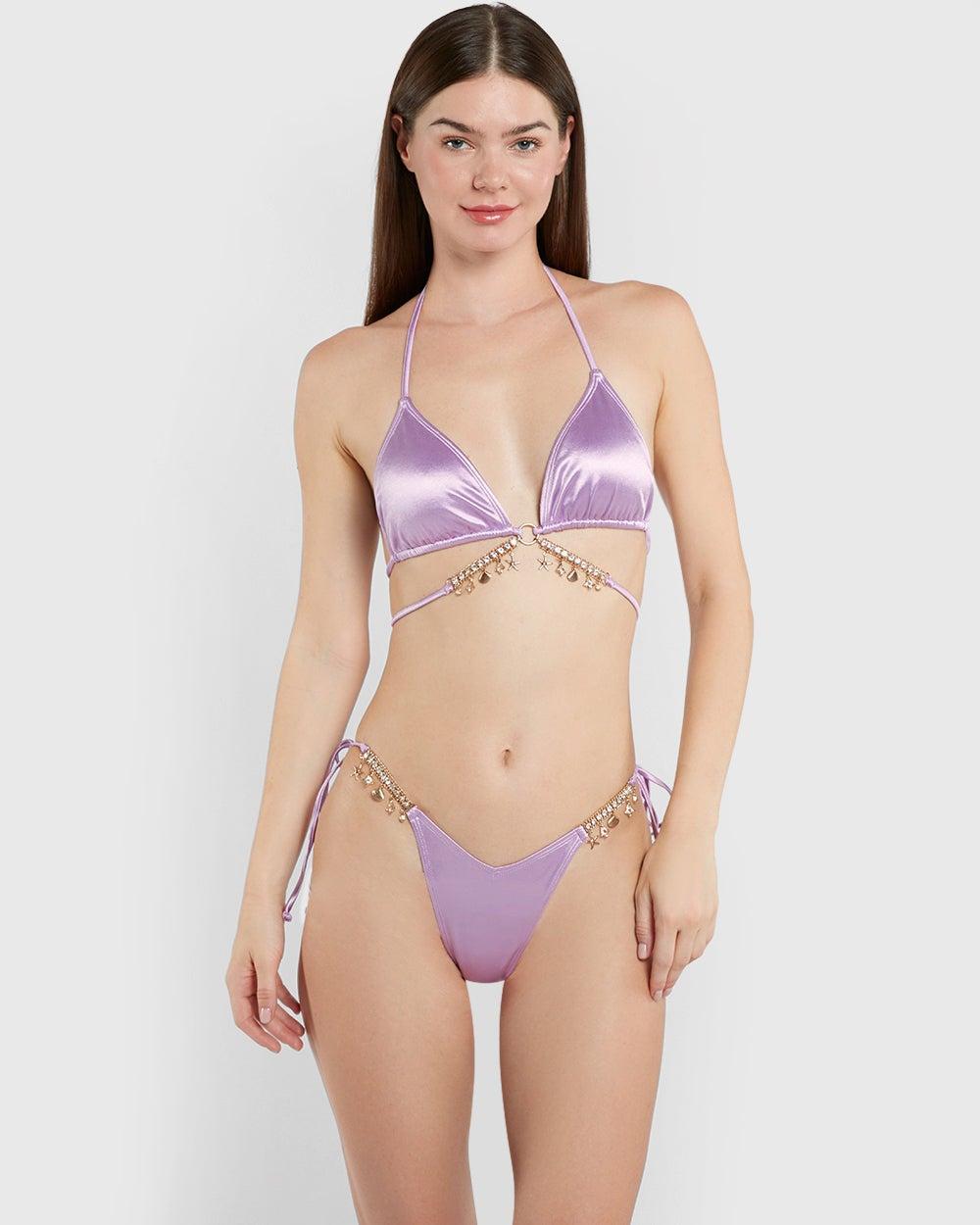 Isla & Evie Lilac Charm Triangle Bikini Top - Image 1