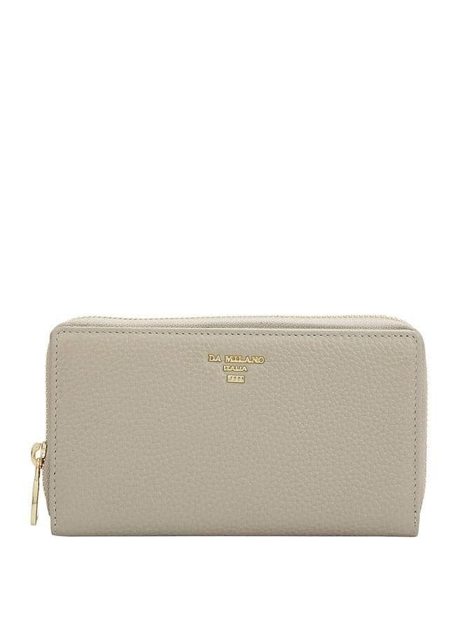 Genuine Leather Grey Women's Wallet 17cm Slim - Image 1