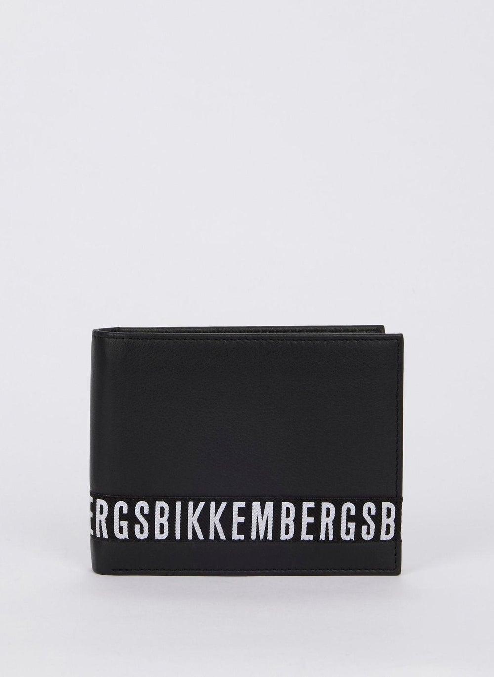 Bikkembergs Crinkle Black Leather Wallet 7CC Coin Billfold - Image 1