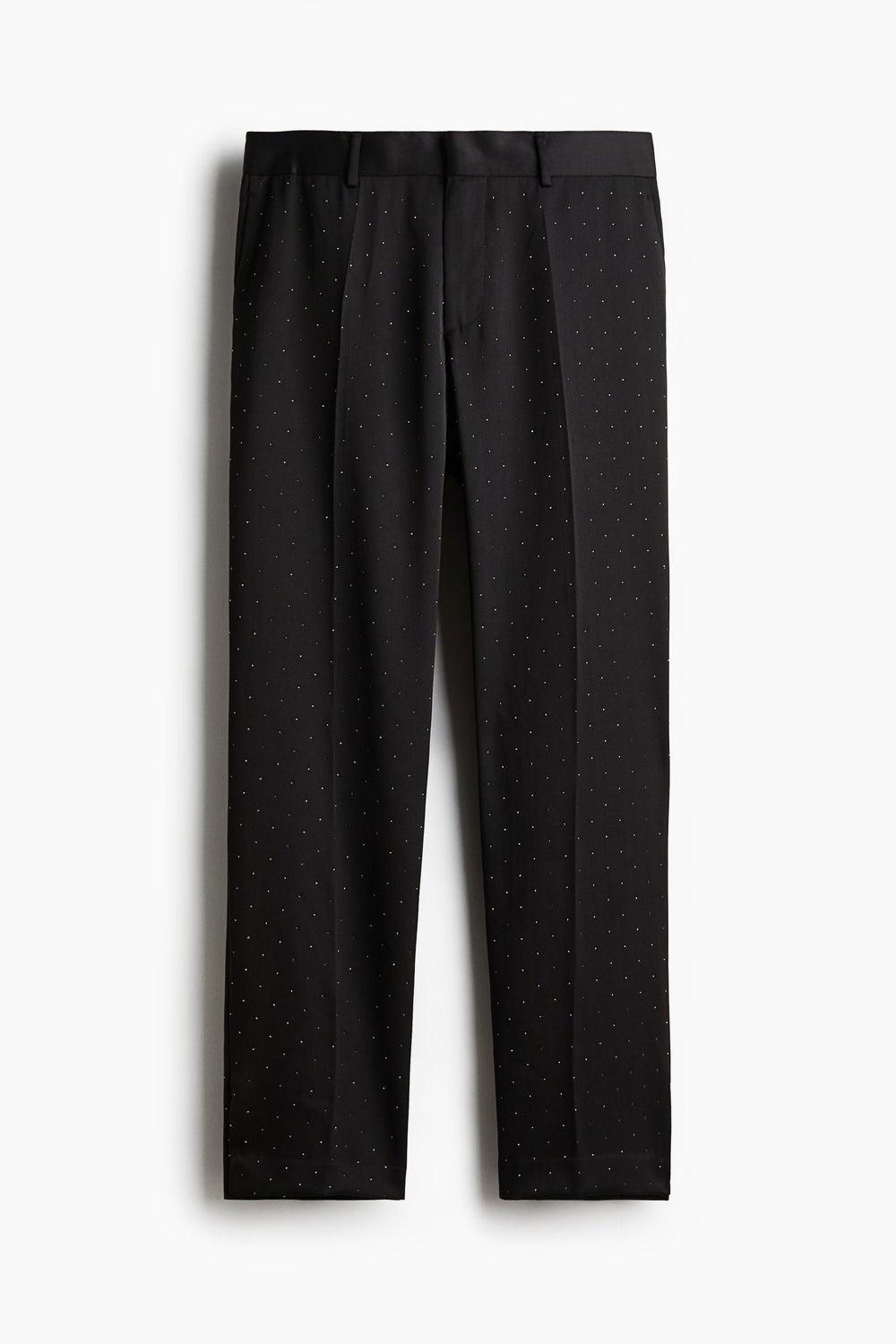 Rhinestone-Embellished Black Suit Trousers Regular Fit - Image 1