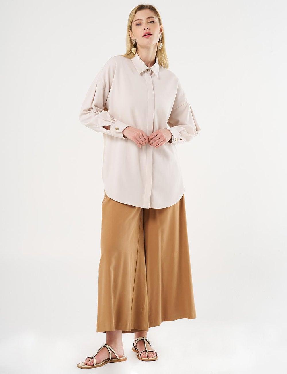 Cream Shirt Collar Tunic with Chain Detail KYR - Image 1