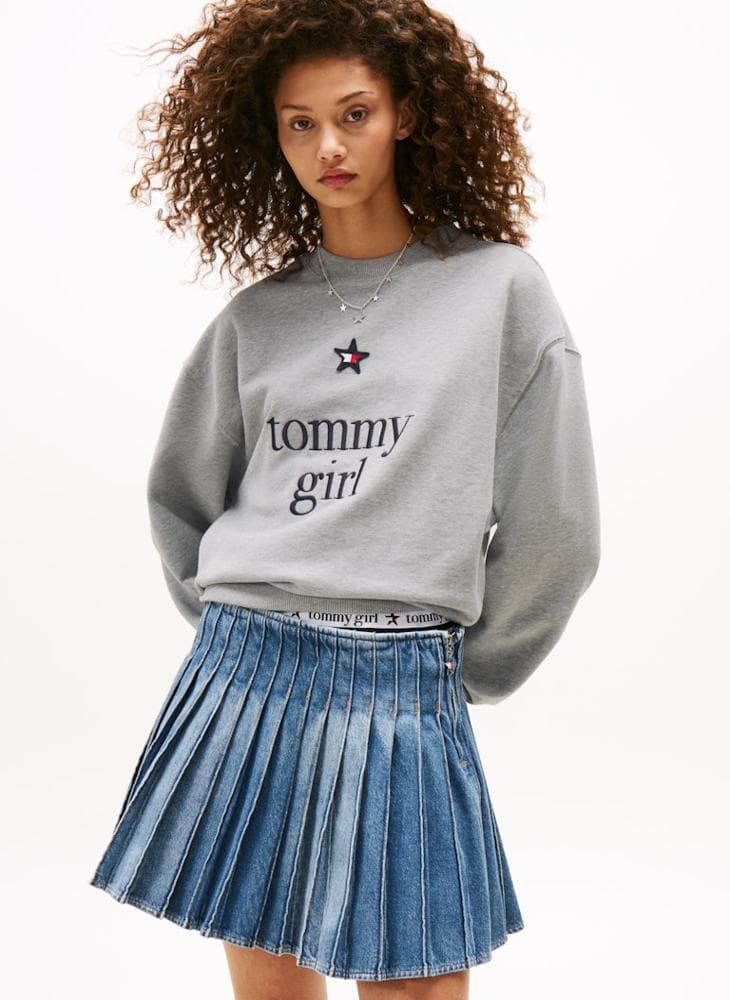 Tommy Girl Graphic Cotton Crew Neck Sweatshirt Grey - Image 1