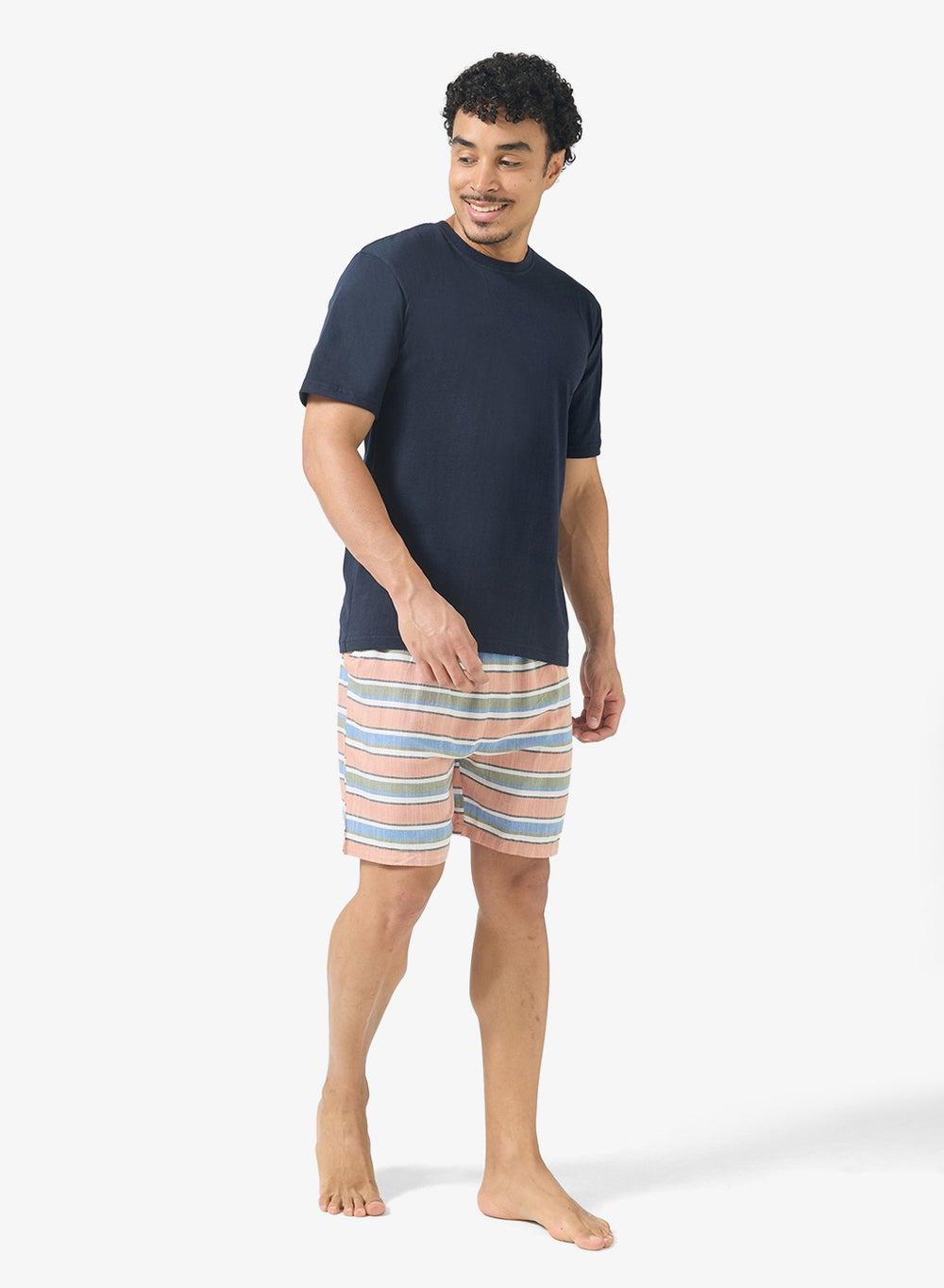 Men’s Navy Striped Nightwear Set Zopmn454 - Image 1