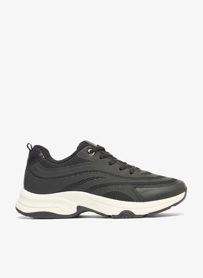 Black Textured Lace-Up Low Ankle Sneakers 18605Onx - Image 1