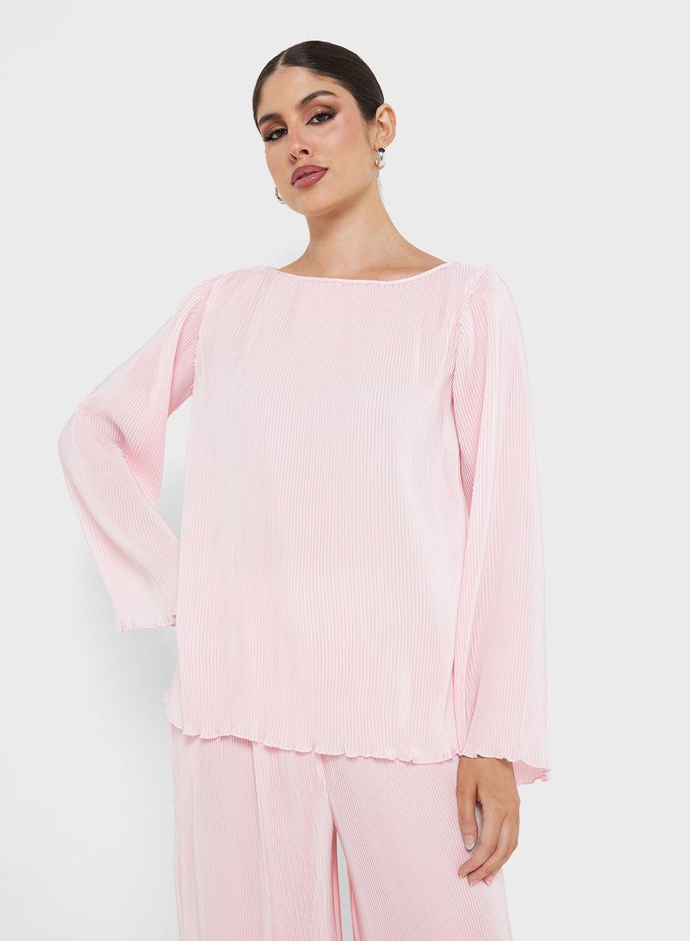 Blush Soft Pleated Modest Top - Image 1