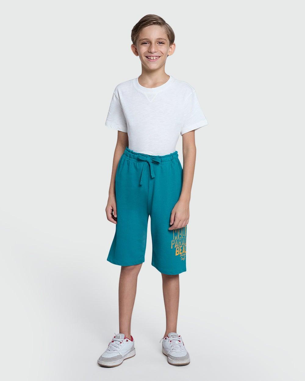 Fanfare Green Mod H Boys Cotton Casual Shorts - Image 1
