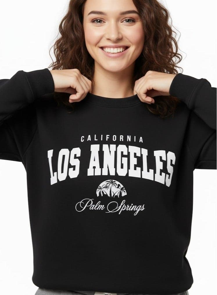 Los Angeles Graphic Cotton Fleece Pullover Sweatshirt - Image 1