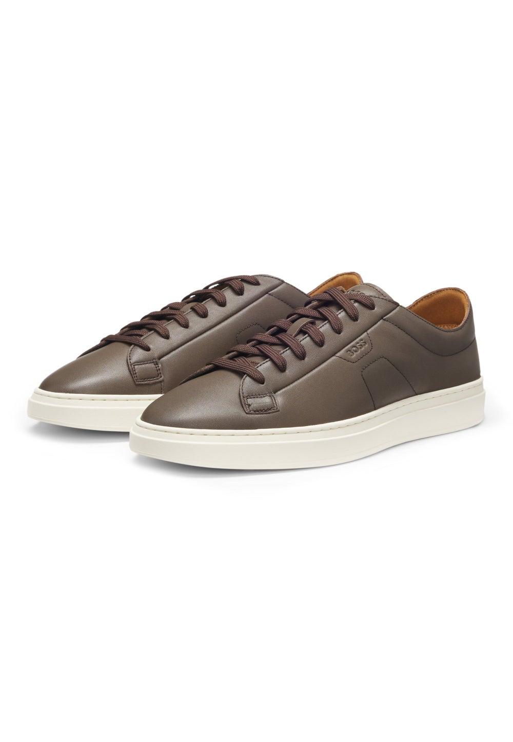 BOSS Leather Low-Top Trainers 50557866201 Brown - Image 1