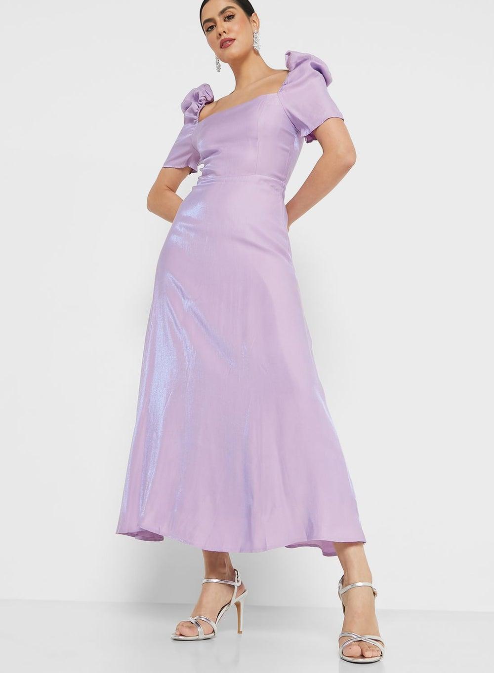 Shimmering Lavender Midi Dress Yya30065 - Image 1